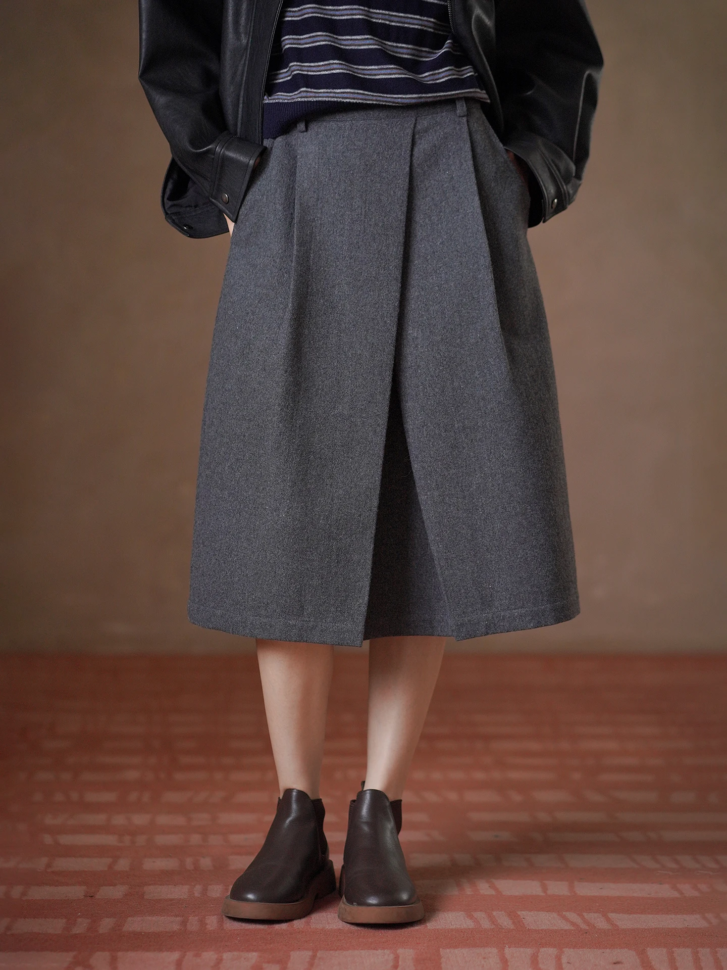 High Waist A-Line Midi Skirt Wool Blend Commuter Style Women's Fashion Casual Wear Standard Fit City Walk Travel Ready