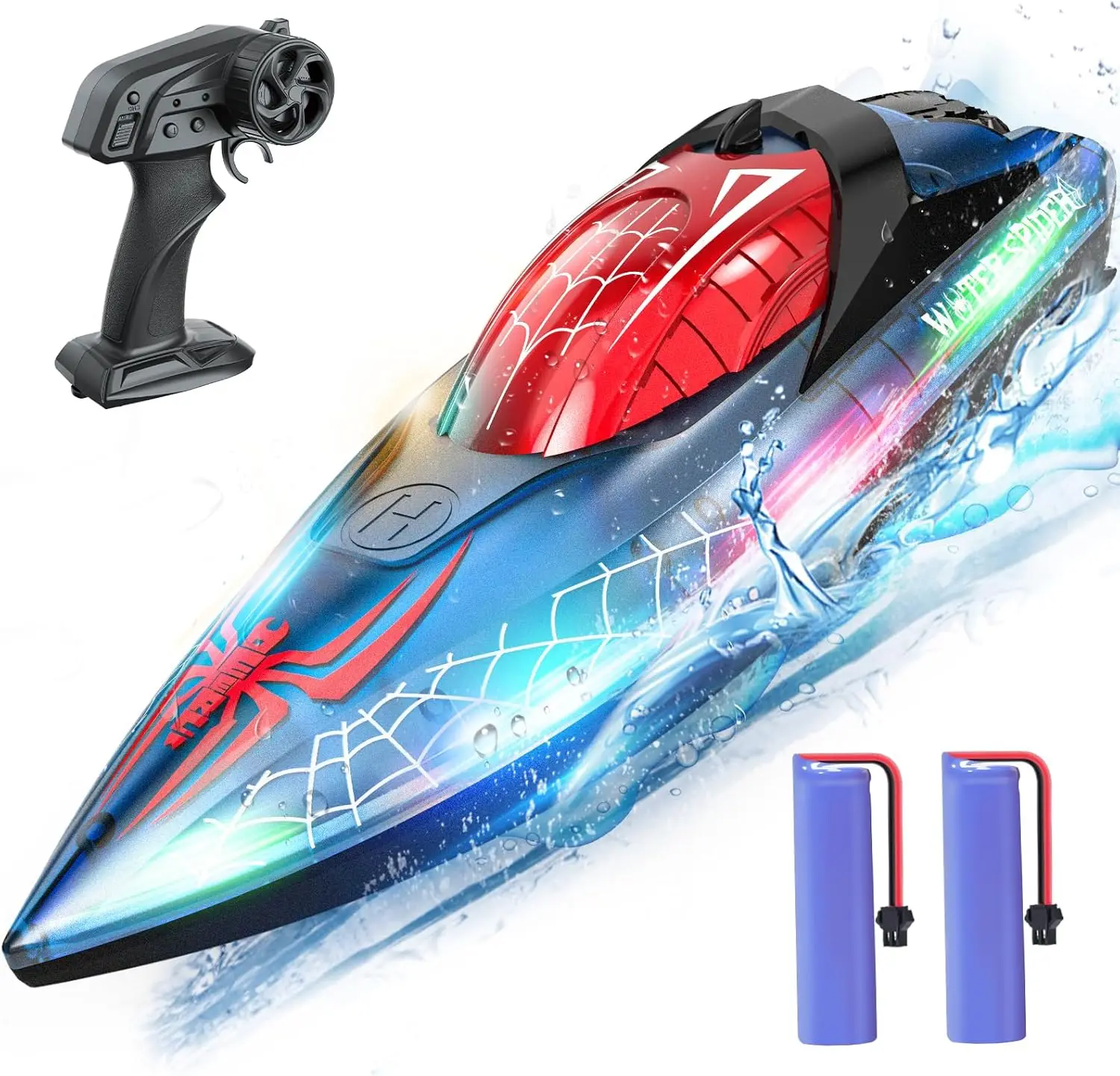 DEERC Spider Boat: LED, 2.4GHz RC, 80 Min Run, Capsize Recovery, Pool/Lake Toy.