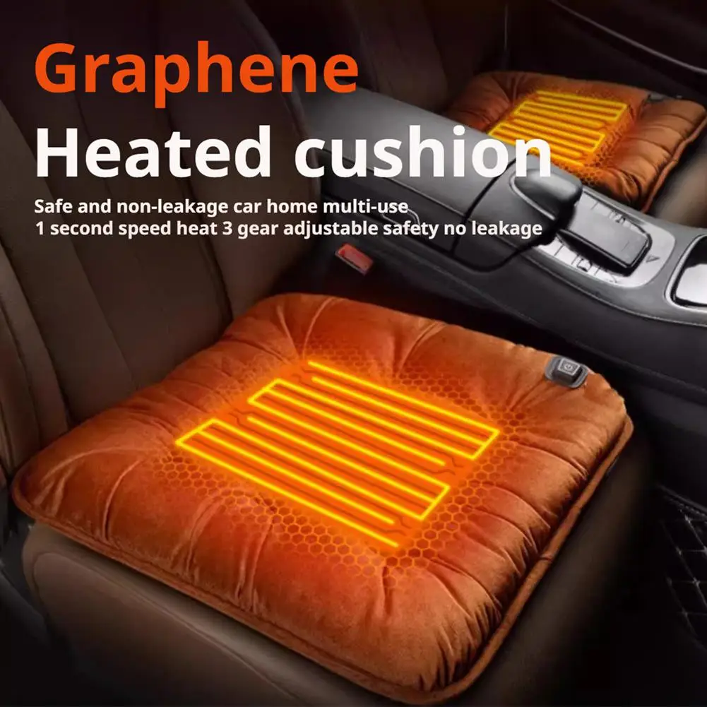 

12V Heated Seat Cushion USB Powered Car Pad, Quick Heat Plush Winter Essential for Drivers, Portable Home Office Use