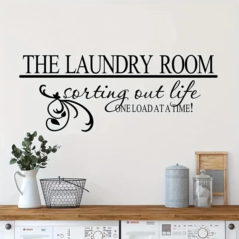 1pc Laundry Room Wall Sticker Creative Self Adhesive Home Decor Decals For Bathroom And Laundry Room Removable And Easy To Apply