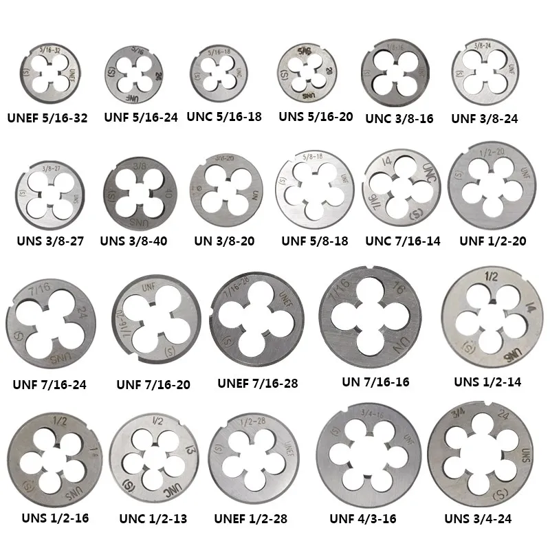 CMCP 1pc UN UNC UNF UNEF 5/16 3/8 7/16 1/2 5/8 3/4 Thread Die Threading Tools Right Hand Screw Die