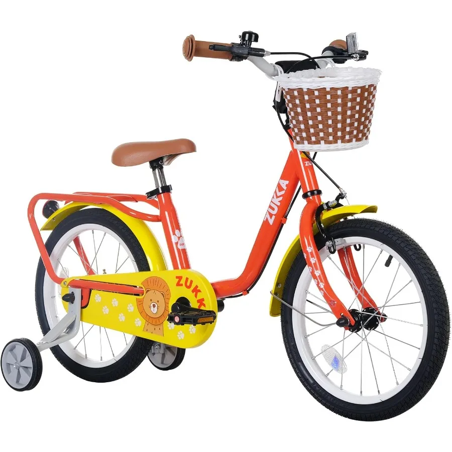 

16 Inch Bike with Basket and Training Wheels for Ages 4-7 Toddler Bicycle with Dual Brakes and All-Terrain Tires Adjustable Sea