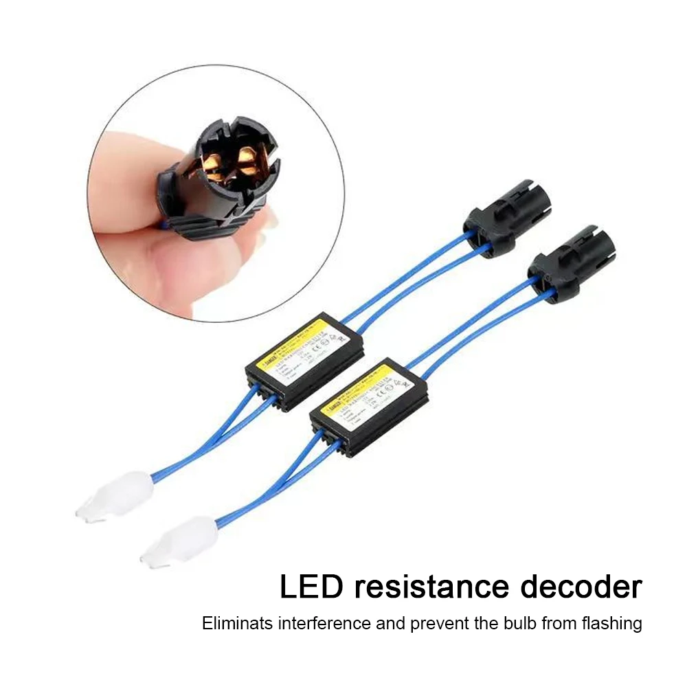 

Car LED Decoder OCB Load Resistor Warning Canceller Decoder 2Pcs Car Lights NO Error Canbus Cable T10 12V