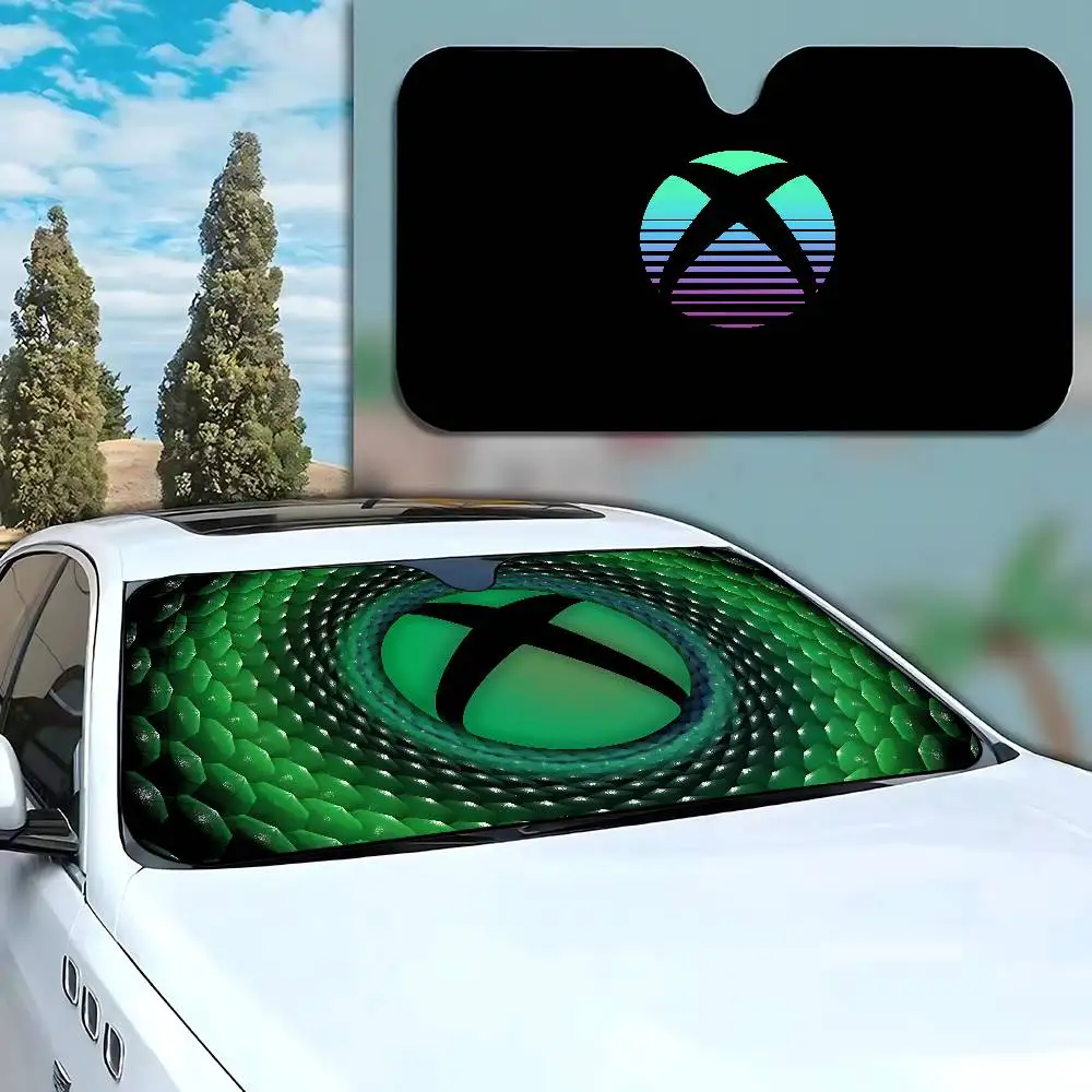 X-Xbox Gamer Logo زجاج سيارة مضحك الشمس الظل طوي الأشعة فوق البنفسجية الشمس قناع حامي ظلة للنافذة الأمامية