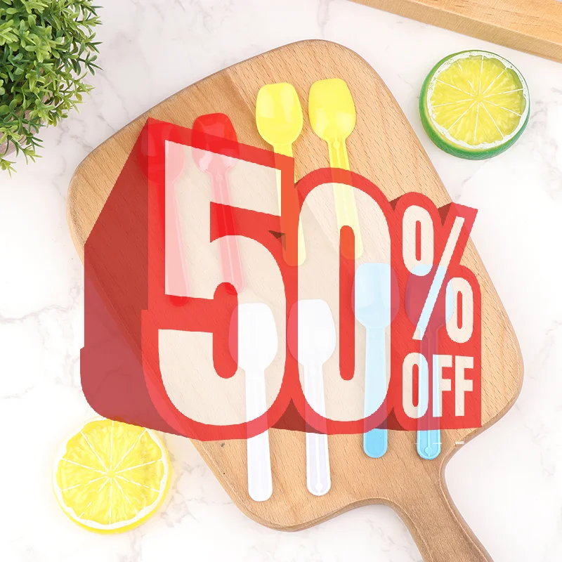 50 قطعة مغرفة الحلوى البلاستيك الآيس كريم مغرفة الأسرة ملاعق حساء ملاعق بلاستيكية لطيف تذوق مغرفة كبيرة لأدوات المائدة الطرف