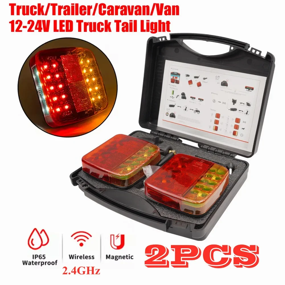 2Pcs Magnetic Wireless LED Trailer Rear Taillight Signal Warning Brake Lamp For Caravan RV Camper Lorry Truck Truck Tail Light