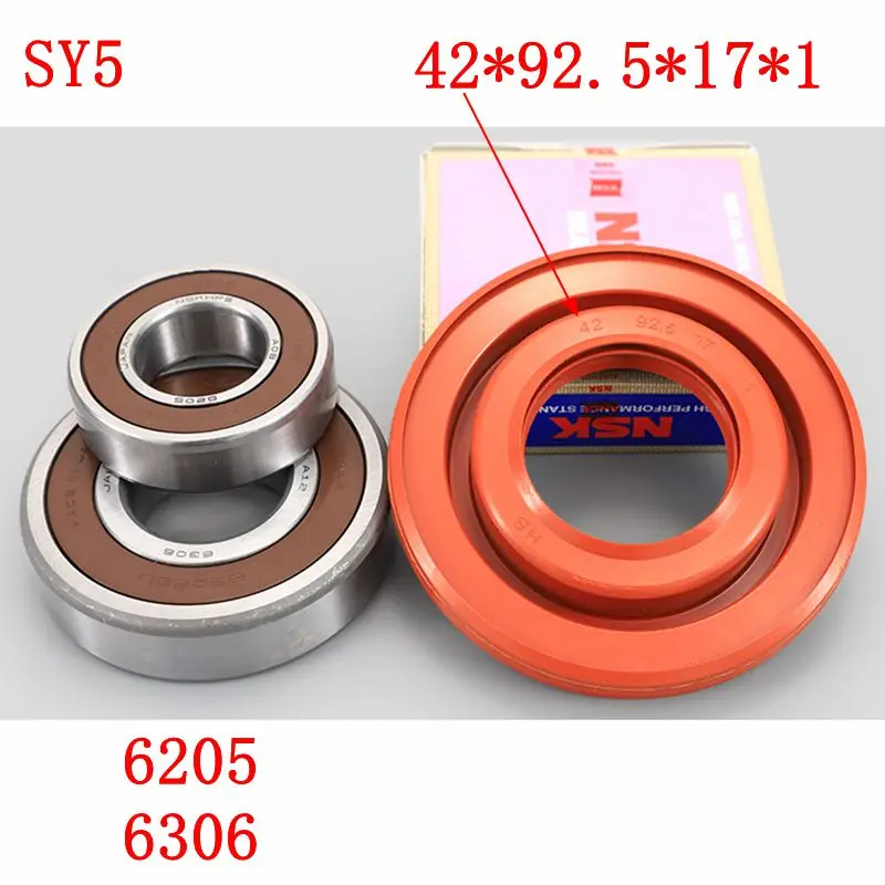 for Whirlpool  drum washing machine Water seal（42*92.5*17*1）+bearings 2 PCs（6205 6306）Oil seal Sealing ring parts