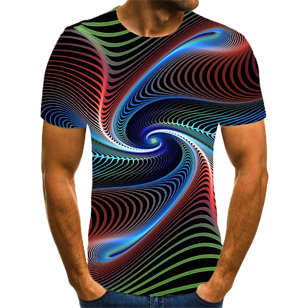 Rainbow 3D Print T-Shirts Men Women Vertigo Hypnotic Vortex T Shirt Short Sleeve Oversized Harajuku Y2k Tops Tees Kids Clothing - view 3