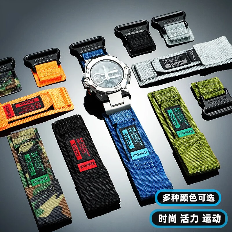 For Casio G-SHOCK series 5657 GST-B400-1A/CD/BB modified nylon canvas watchband with metal adapter waterproof breathable strap