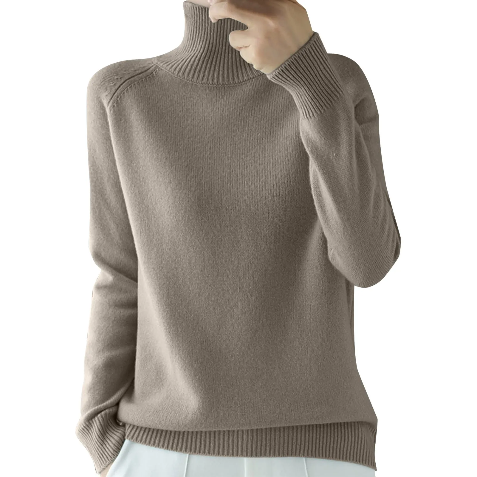 Women Pure Long Sleeve Turtleneck Soft Warm Pullover Knit Fall Winter Cuddles Long Underwear Women