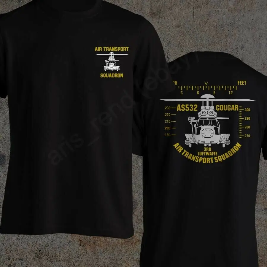 3RD Luftwaffe Chopper Air Transport Squadron AS532 Cougar Helicopter T-Shirt. Premium Cotton Short Sleeve O-Neck Mens T Shirt