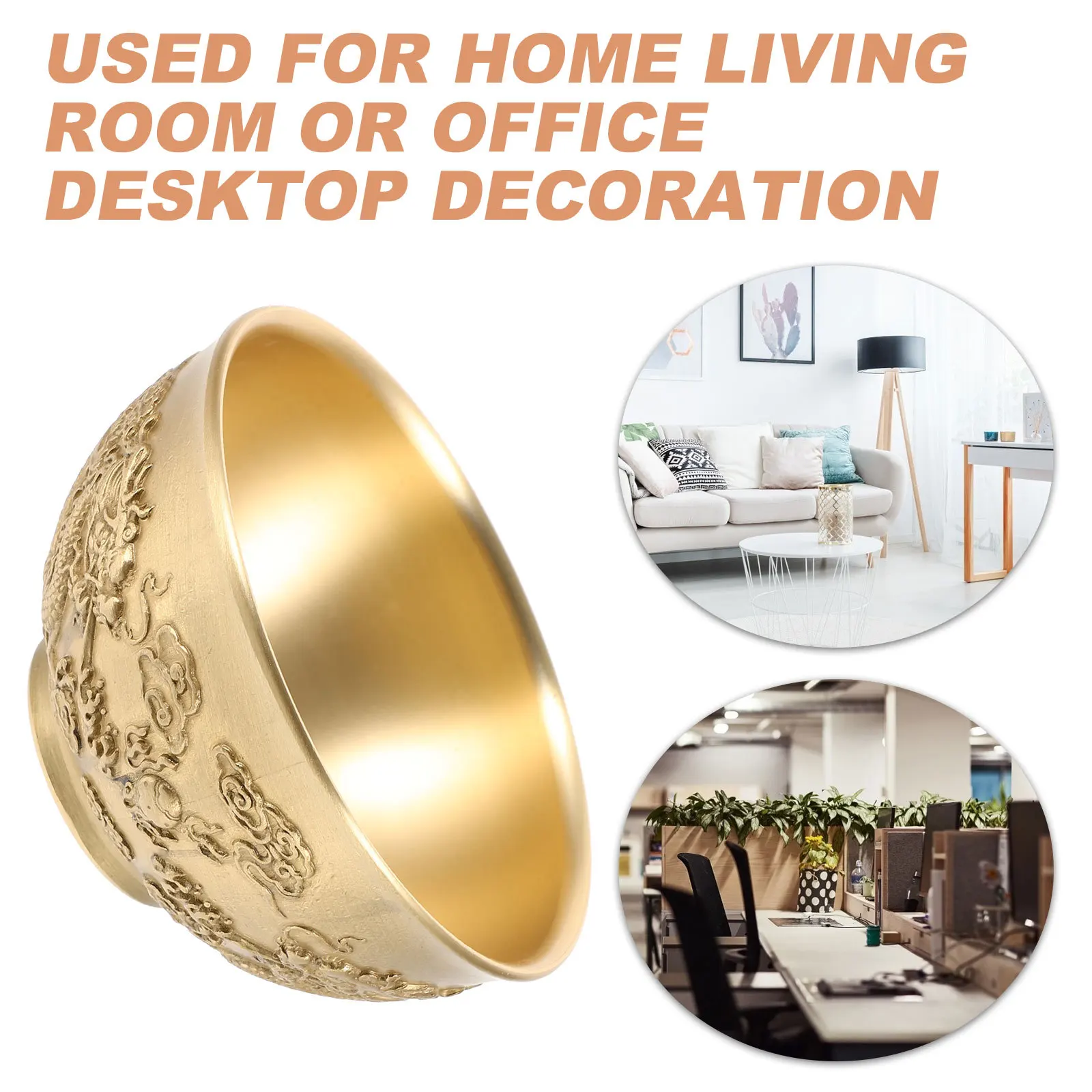 

Copper Treasure Basin Vintage Money Storage Bowl Desktop Decoration Home Office Fortune Adornment Copper Treasure Bowl