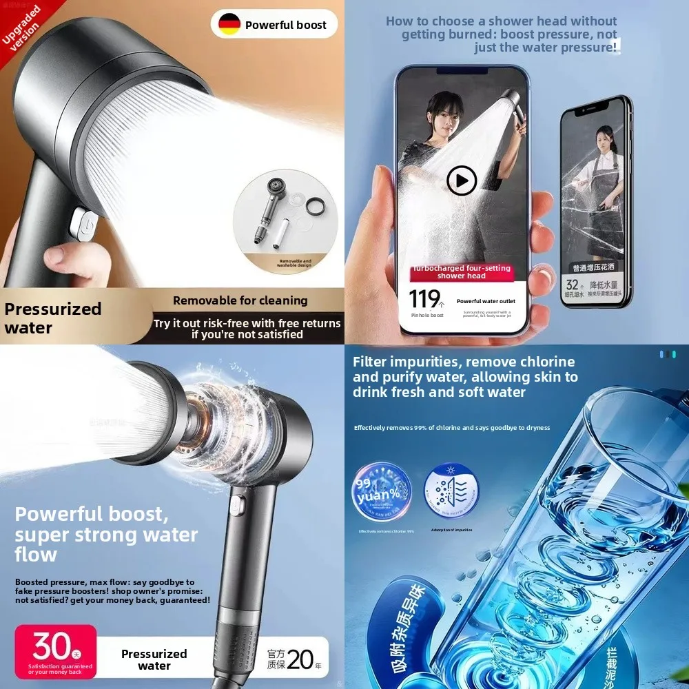 

High Pressure Shower Head with Water Saving Filter Large Flow Rainfall Bathroom Shower Set for Home Use