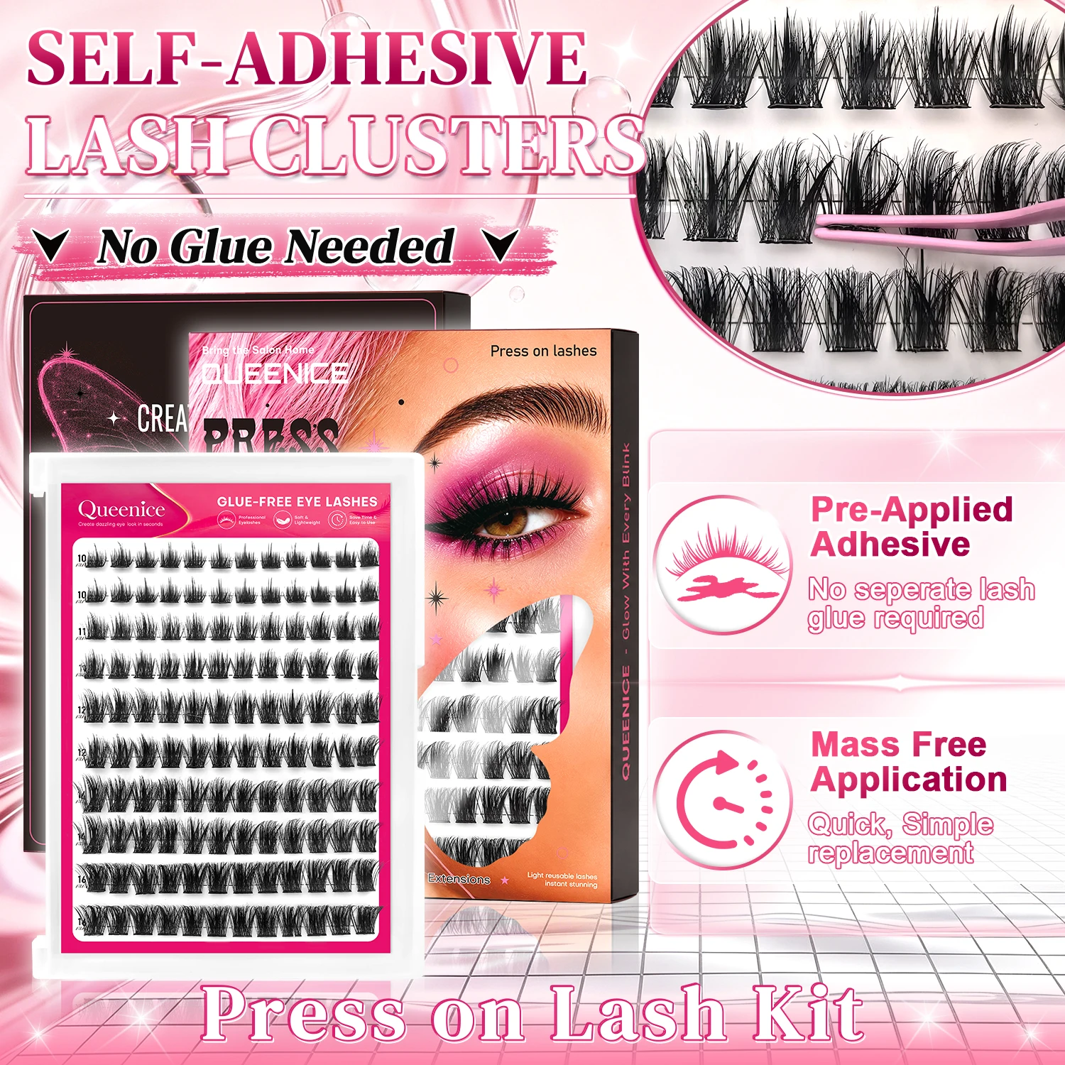 Press-On Wimpern Selbstklebende Wimpernbüschel Ohne Kleber Manga-Wimpern D-Curl 10-16mm Gemischte Flauschige Natürliche Falsche Wimpern Lieferant – Detail 5
