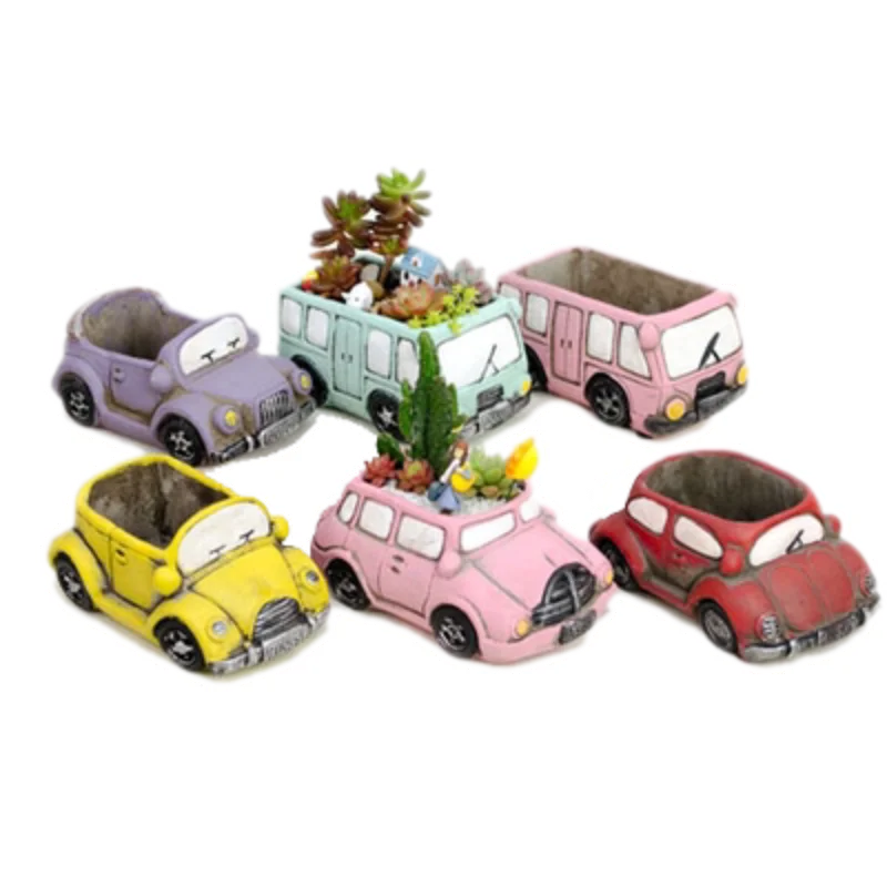 

Silicone Concrete Planter Mold Cartoon Car Succulent Flowerpot Cement Clay Moulds Home Decorations Tool