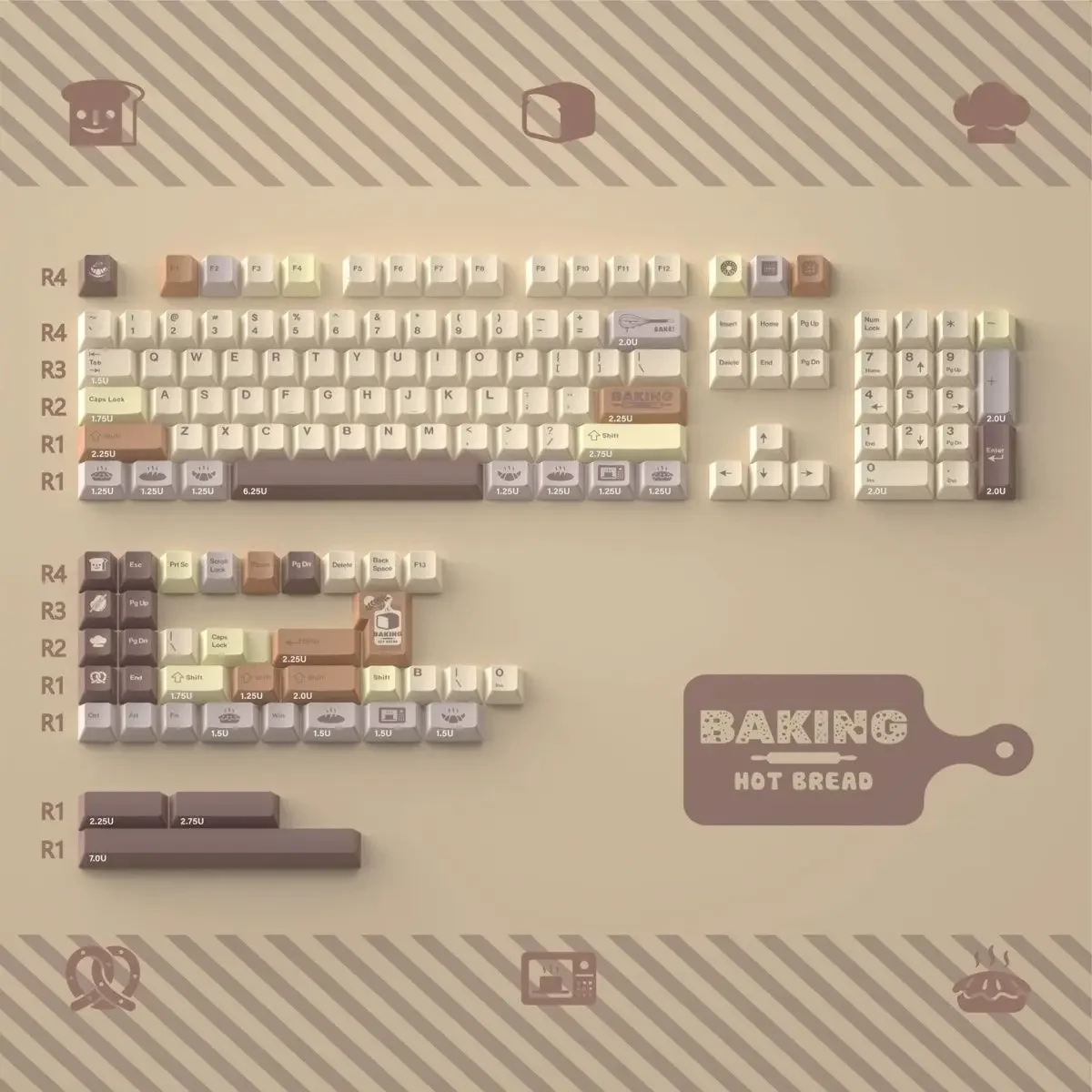 Baking machinery keyboard keycaps PBT hot sublimation 140 keys original factory height adaptation 75/104, etc