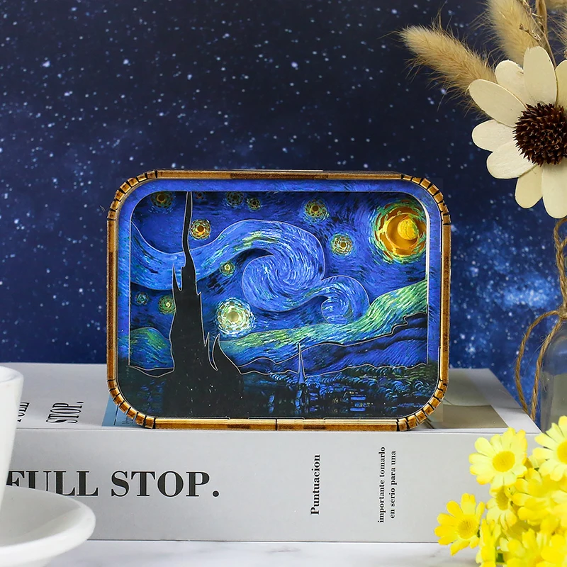 2024 Newly USB Night Light Nordic Solid Wood LED Desk Lamp Starry Night Table Lamp Cat Night Lamp for Bedroom Decoration Gift