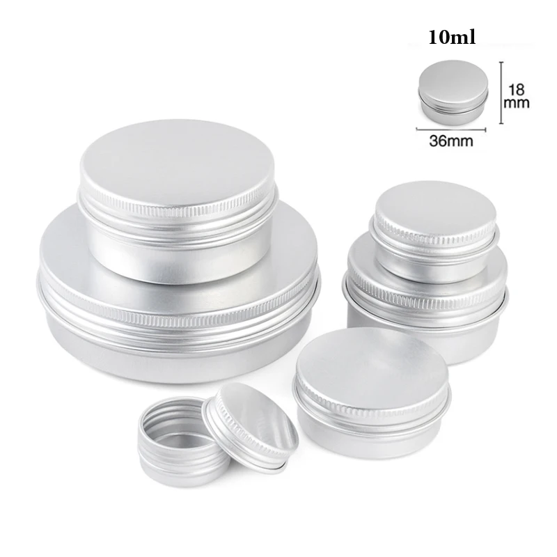 5-50Pcs 5ml-100ml Empty Silver Aluminum Tins Cans Screw Top Round Candle Spice Tins Cans with Screw Lid Containers