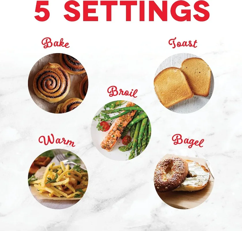 Countertop Toaster Oven, Bake, Broil, and Toast with 4 Slice Capacity and Pizza Capability – Black