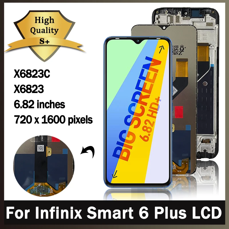 

6.82"Original For Infinix Smart 6 Plus 6Plus LCD Display Touch Panel Screen Digitizer Assembly X6823 X6823C LCD Replacement