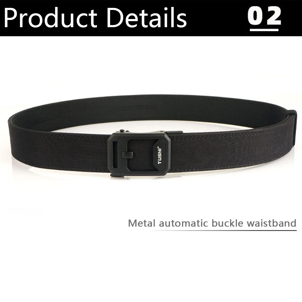 TUSHI Neuer militärischer taktischer Gürtel für Herren, eng, robust, Nylon, robust, harter Gürtel für Herren, Outdoor, Freizeitgürtel, automatischer Bund – Detail 7