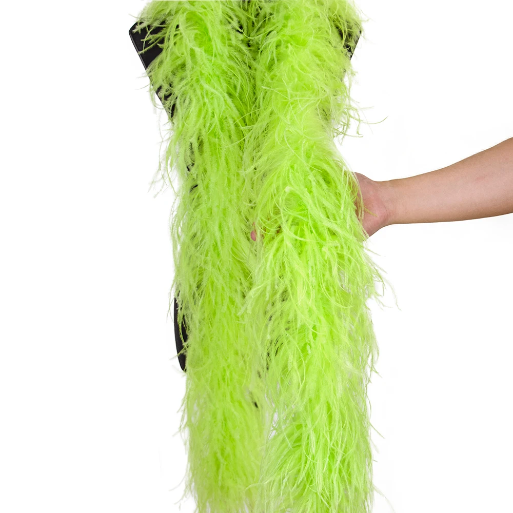 2 4 6 8 10 Ply Thick Green Boa Fluffy Soft Ostrich feathers Shawl Tops Customized Party Clothing DIY Sewing Plume Scarf 2 Meters