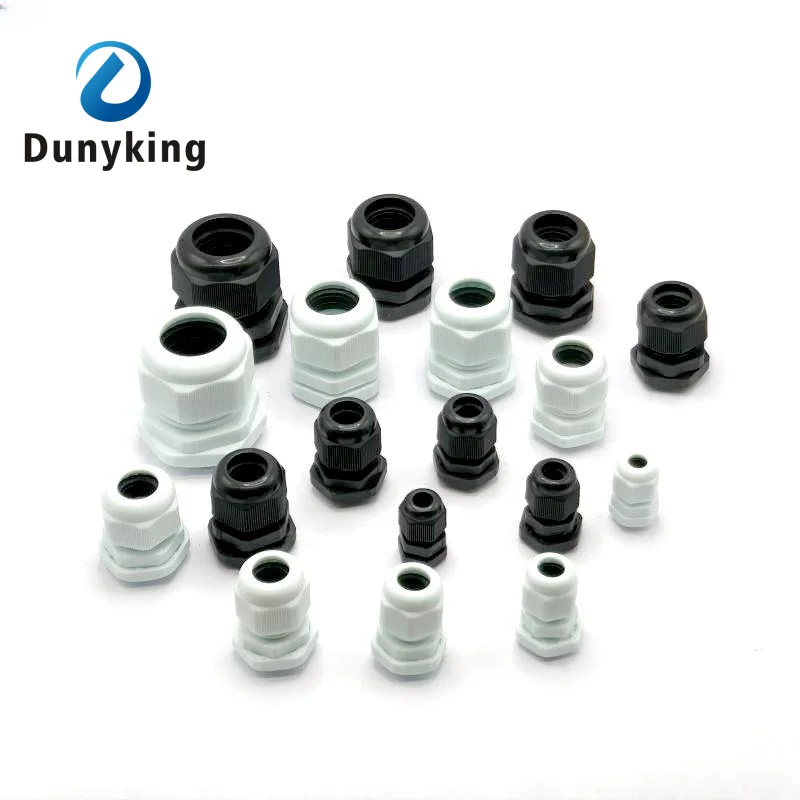 Waterproof Cable Gland 10pcs Cable entry IP68 PG7 for 3-6.5mm PG9 PG11 PG13.5 PG16 PG19/21/ White Black Nylon Plastic Connector