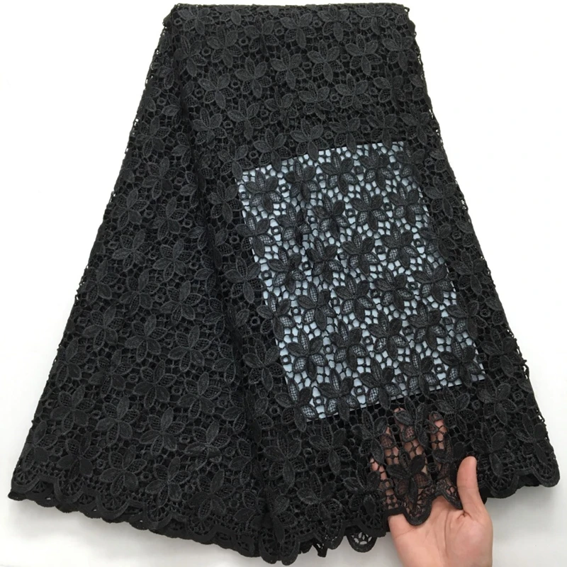 

Black African Guipure Cord Lace Fabric 2025 High Quality Water Soluble French Lace Fabric For Women Birthday Party Dresses S4201