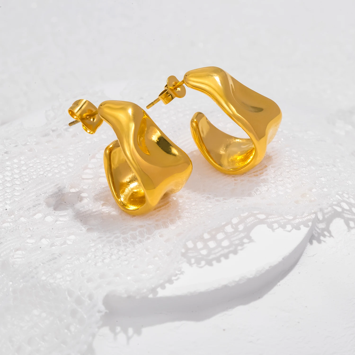 Women's Gold Plated Geometric Stud Earrings