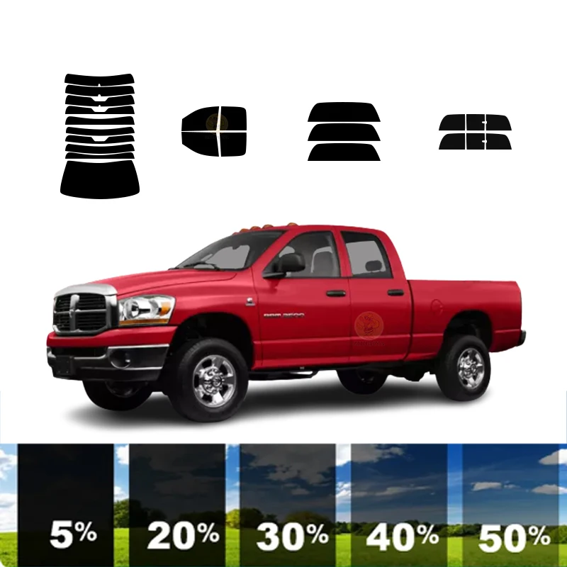 precut Removable Window Tint Film For Car 100% UVR 5%-35%VLT Heat Insulation Carbon ﻿For DODGE RAM 2500 4 DR PU 2003-2009