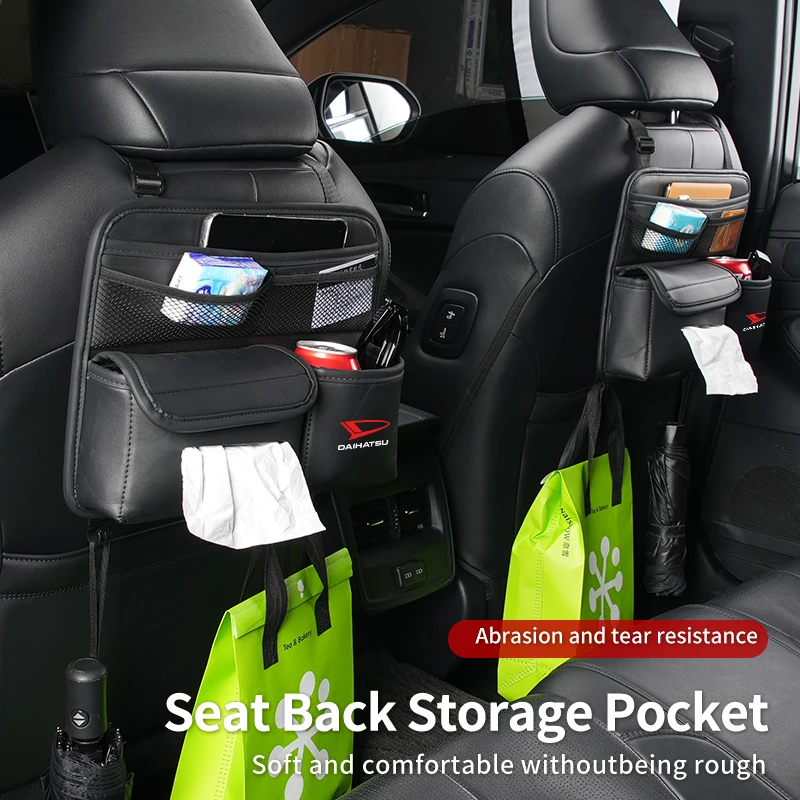 Car Seatback Storage Bag Tools Organizer Tissue Holder Accessories For Daihatsu Terios Sirion Mira Materia Rocky YRV Feroza Char