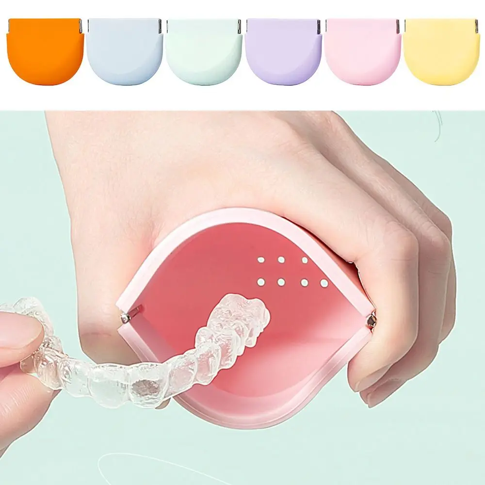 

Travel Easy to Clean Portable Silicone Retainer Case Denture Case Denture Mouth Guard Aligner Case