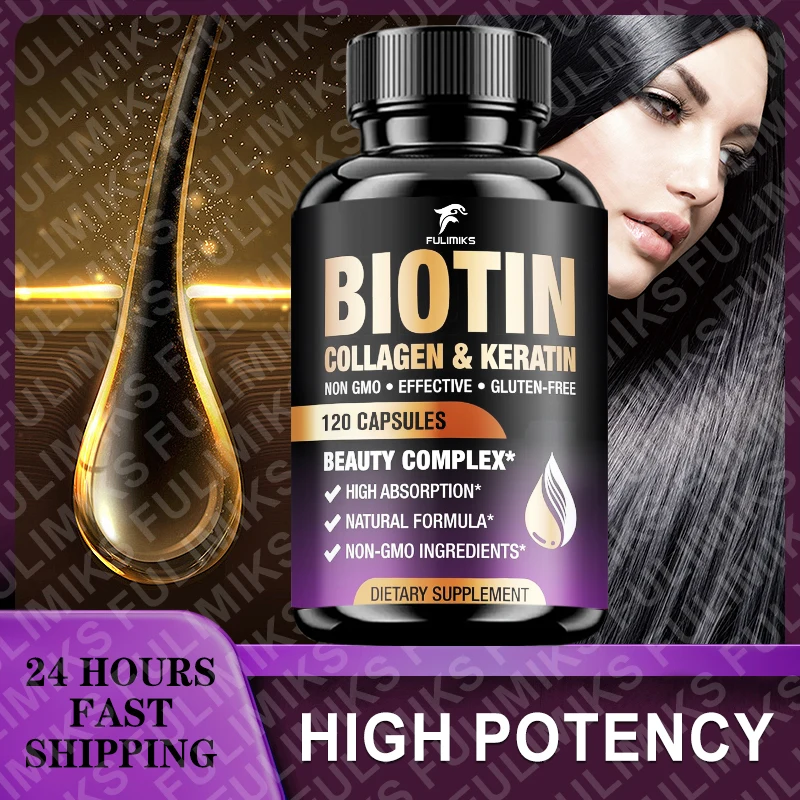 

Collagen Pills Peptides Types I, II, III, V & X MCG Biotin Keratin Hyaluronic Acid MSM - Hair Skin and Nails Vitamins