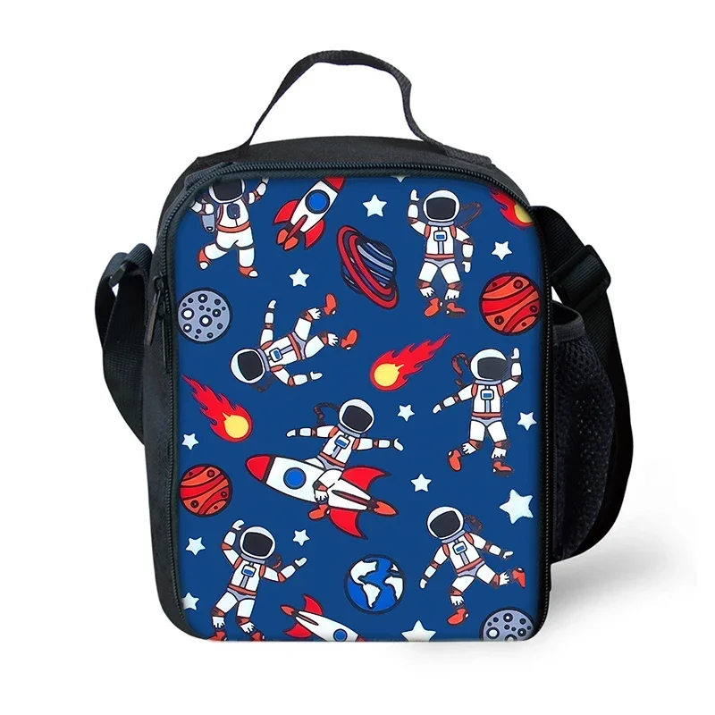 Rocket Astronaut Shoulder Strap Insulated Bag Lunch Box Bag Cartoon For Boy/Girls Best Gifts Student Waterproof Lunch Bag Picnic