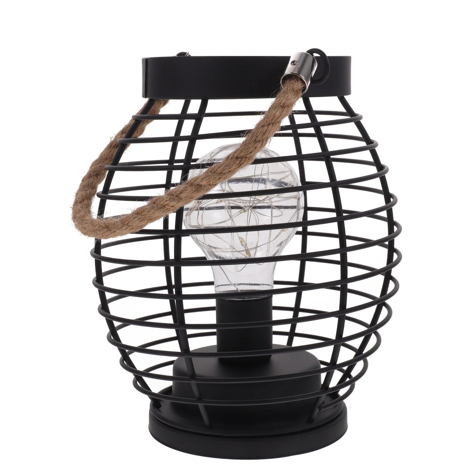 

Retro Handheld Lantern Operated Metal Cage LED Light for Home Decor Garden Wedding Party Industrial Style Table Lamp