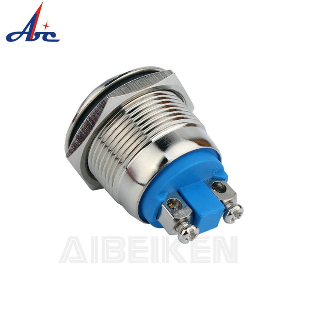 ABILKEEN Cheap Price 19MM High Round Head Metal Push Button Switch 1NO Momentary Push Button with 2 Pin Screw Terminal