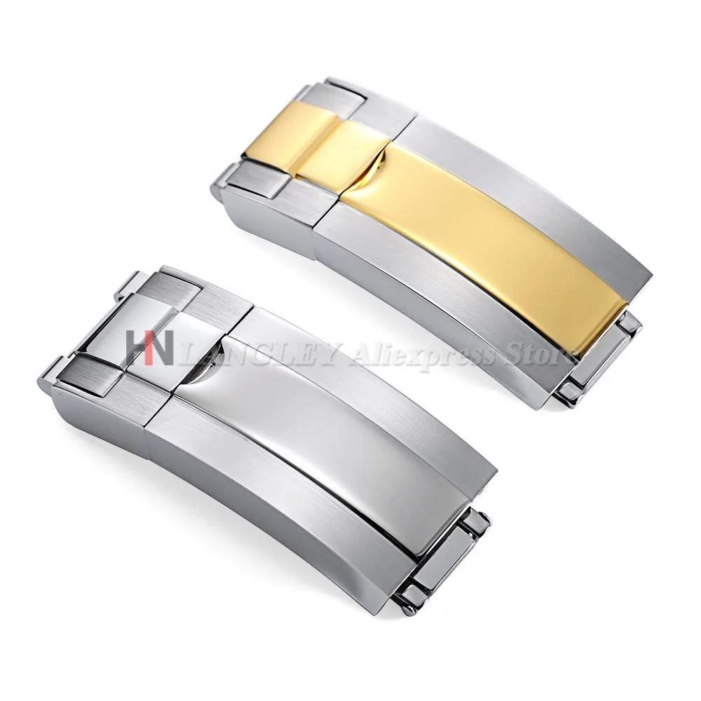 롤렉스 Submariner Oysterflex Daytona GMT 시계 밴드 조정 걸쇠 용 9x9mm 316L 스테인레스 스틸 이중 안전 시계 버클 9x16mm