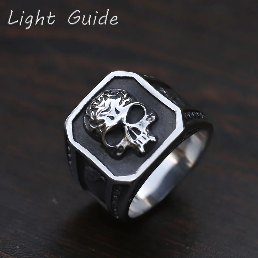 2022 NEW Men's 316L stainless-steel rings for teens Retro skull gothic punk biker fashion Hip hop Jewelry Gifts free shipping