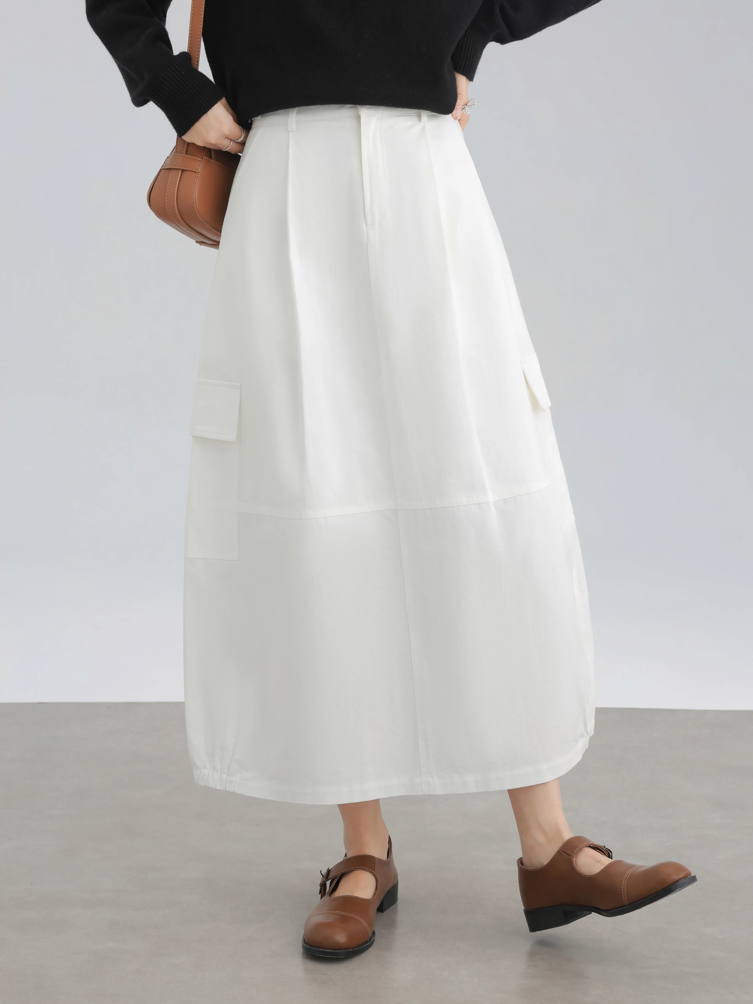 Women Casual Cargo Pocket A Line Maxi Skirt High Waist Utility Long Skirt Spring Fashion Streetwear Skirt Lady Everyday Outfit