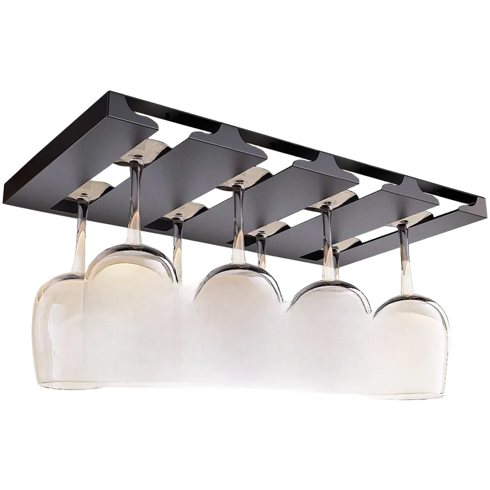 Hanging Stemware Rack Wine Glass Holder Metal Construction Wall-mounted Design 3-slot Capacity 4-slot Capacity