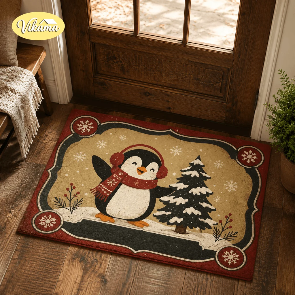 VIKAMA New Christmas Entrance Rug For Living Room And Bedroom, Water-Absorbent And Easy To Clean Bathroom Foot Mat, Home Decor