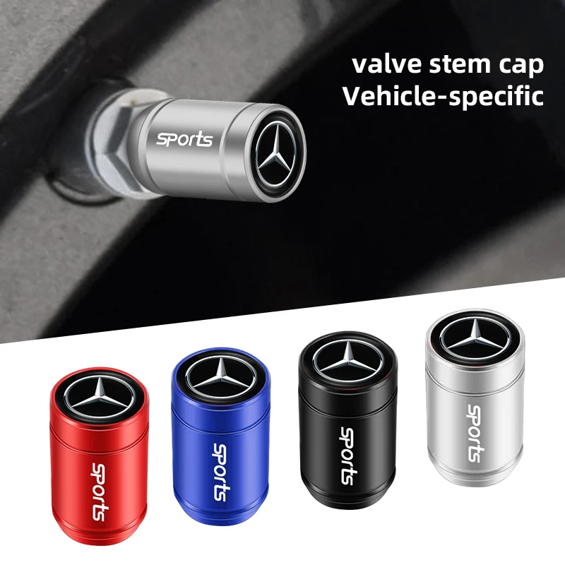 4Pcs Wheel Tire Valve Air Stem Cap Duust Covers Car Styling For Mercedes Benz W206 Class C200L W204 GLA W203 W220 W213 W212 W201