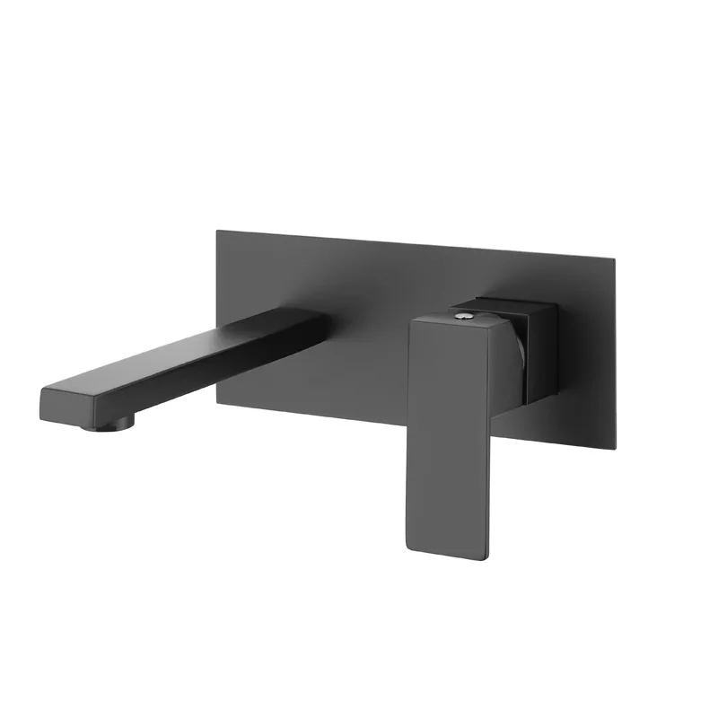 Luxury brass black bathroom with simple faucet, wall mounted design, single handle dual control of hot and cold Hidden basin Tap