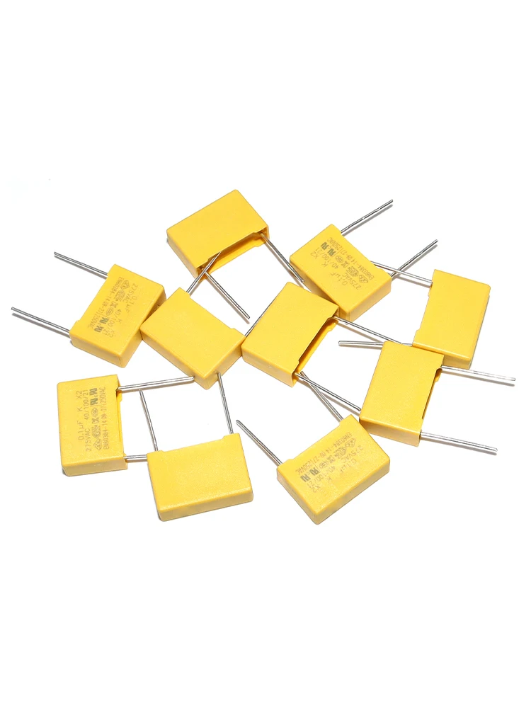 10 pièces X2 condensateur de sécurité 15mm 275VAC 275V 0.022UF 0.047UF 0.1UF 0.15UF 0.22UF 0.33UF 0.47UF 0.68UF 1UF film de polypropylène