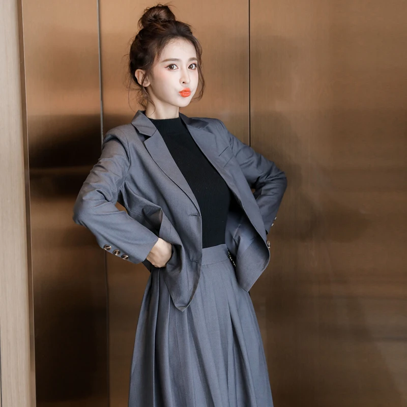 Real Shot in Stock 2024 Autumn Winter New Classic Style Trendy Youthful Blazer Dress Pleated Skirt Women's Two-piece Suit Trendy