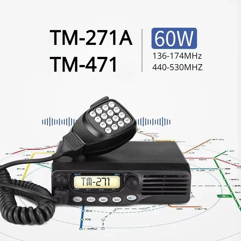 KENWOOD TM-271/TM471 ACar Mounted Walkie Talkie 136-174MHz 60W Mobile Radio VHF FM Transceiver Base Station