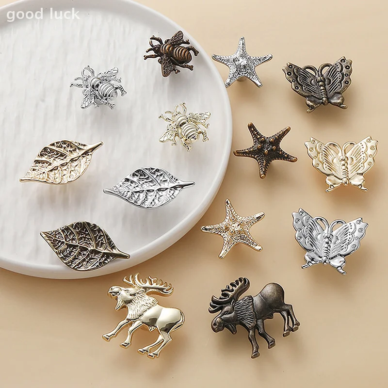 โมเดิร์น Minimalist Gold แมลงลิ้นชักตู้ครัว Silver Bee Handle Retro Bronze ดึงเฟอร์นิเจอร์ฮาร์ดแวร์