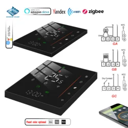 Termostato intelligente Zigbee WIFI ue per doppio sensore funziona con Alexa Google incasso elettrico/riscaldamento acqua/caldaia a Gas 24V 110V 220VAC