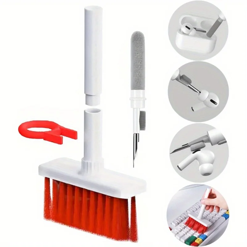 5 In 1 Multifunctional Keyboard Cleaning Brush Kit Earphone Computer Keycap Puller Cleaner Wireless Earbuds Gap Dust Remover Set