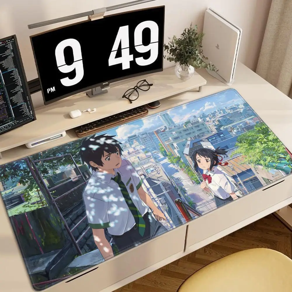 

Новый большой игровой коврик для мыши XXL с аниме-дизайном «Твоё имя», нескользящий, мягкий, для дома и офиса, для ПК